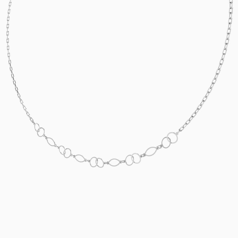 Waves by L'azurde Marquise & Round Links Necklace in Silver - Image 2